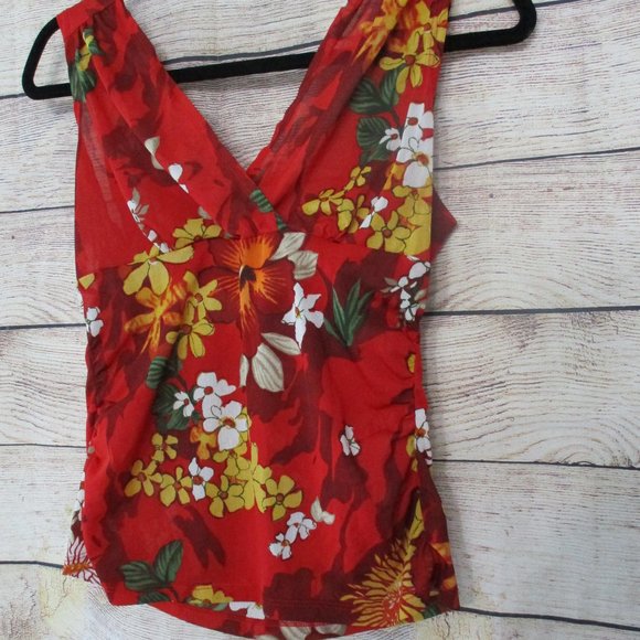 Nine West Red Floral Swimsuit Cover-Up Tank Top - Picture 2 of 7